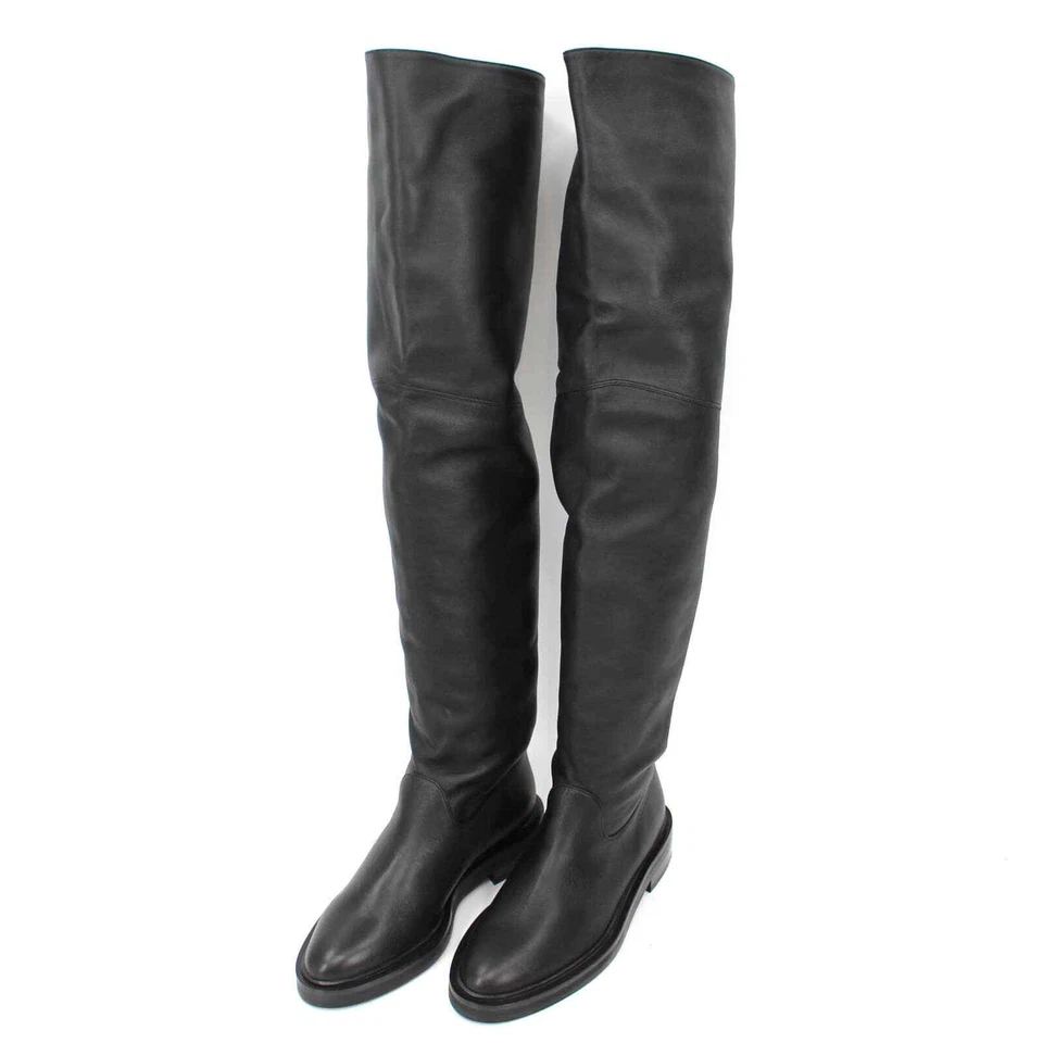 Tamara Mellon Negro Tempest Sobre la Rodilla 15 Botas de Cuero Napa 36.5 Combate Foto 2 de 4