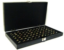 Ring Case Key Locking Solid Top Lid 72 Ring Black Jewelry Display Storage Box