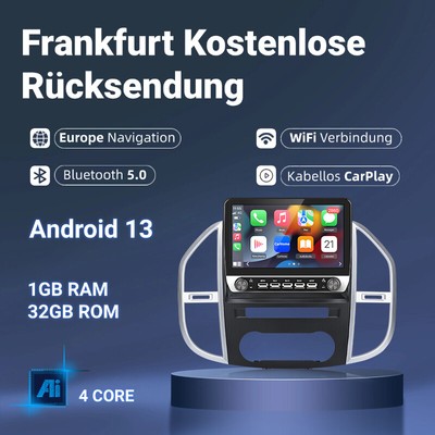 DAB+ Carplay Autoradio Android13 GPS Navi WIFI BT SWC Für Benz Vito W447 14-2022