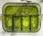 Vintage Indiana Emerald Green Glass Divided Snack Plate Tray
