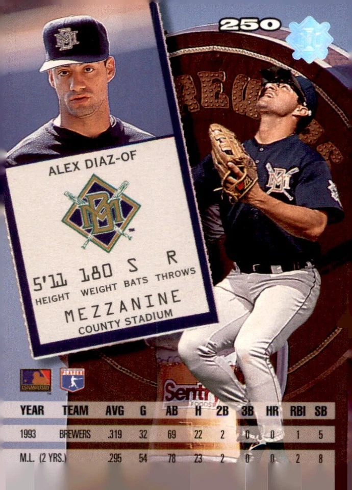 1994 Leaf #250 Alex Diaz - Image 2 of 2