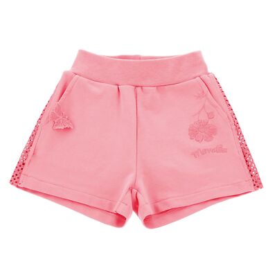 MONNALISA Shorts Mädchen Sweatshirt fuchsia bestickt Blumen Schmetterling 4 6 10 Jahre