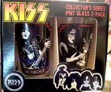 KISS Pint Glass Sets 2007 2-pack Starchild Spaceman ICUP
