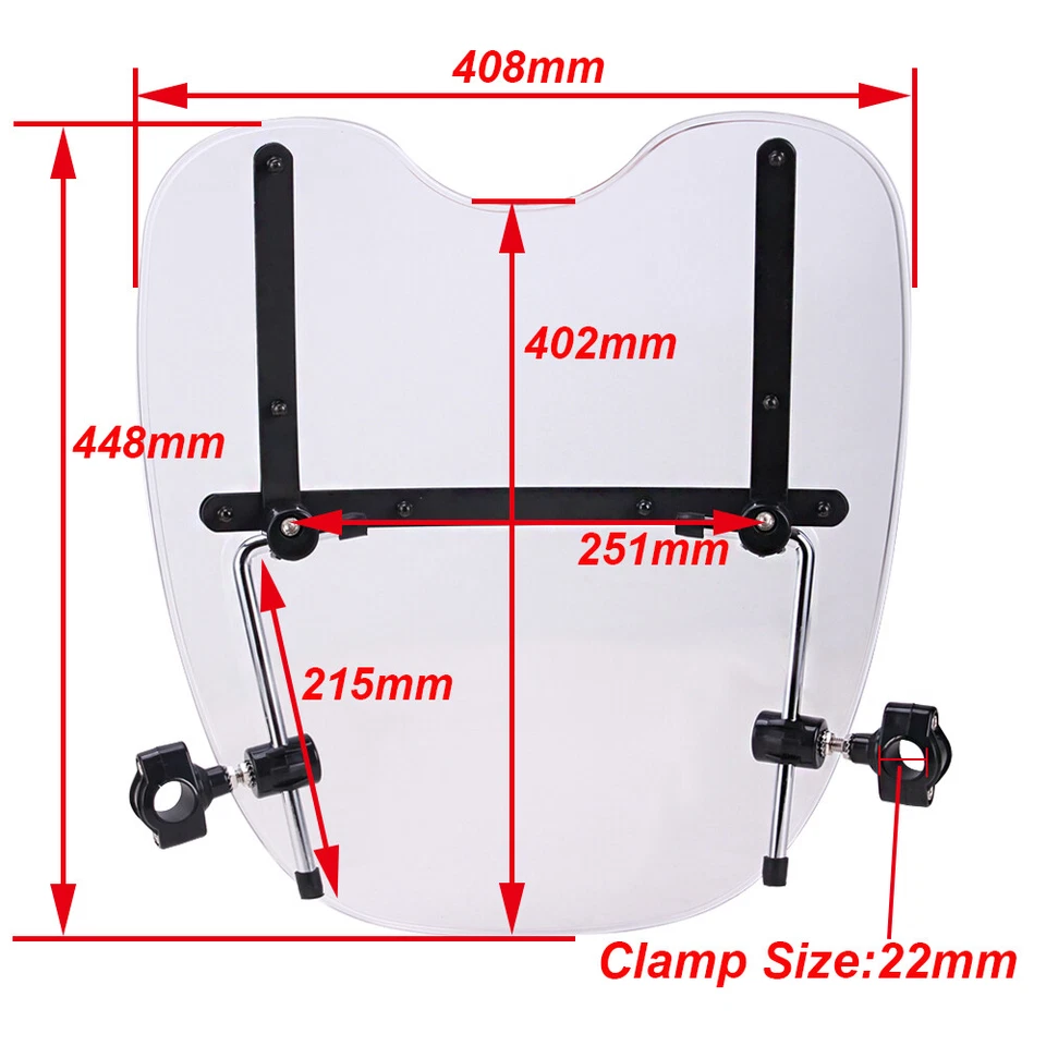 Parabrisas desmontable con abrazaderas para Harley Dyna Softail Sportster X L883 1200 48 Foto 2 de 4