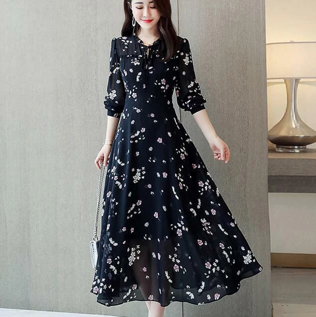 Korean floral maxi dress cheap