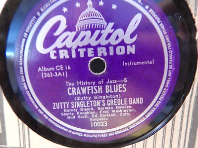 ZUTTY SINGLETON'S CREOLE BAND Crawfish Blues Cajun Love Song Shellac 78 RPM 10''