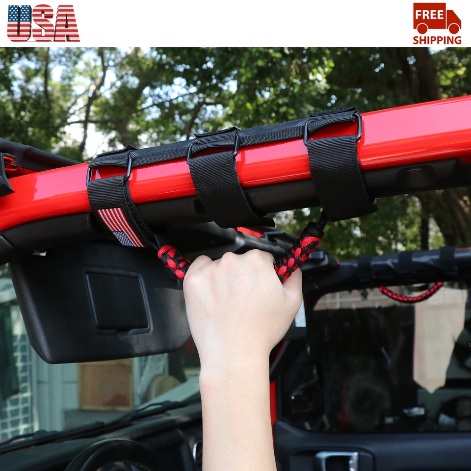 2x Roll+Side Bar Grab Handle Grip Handle For Jeep Wrangler TJ JK JL 1997+ 2/4Dr Foto 4 de 4