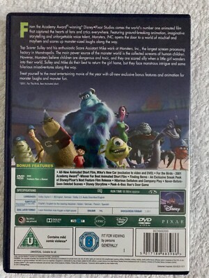 Monsters, Inc. (DVD, 2002) - R2 - PAL - Pixar - Disney | eBay