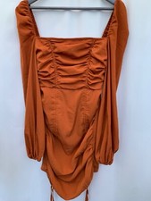 Prettylittlething Women's Off Shoulder Brown Dress Size 8 BNWT