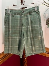 O'Neill Boys Shorts Size 26 Green Beige Plaid Chino Dressy Skater Sufer Dude