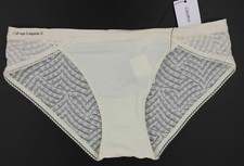 NWT Calvin Klein QF5131 "Geometric" Microfiber with Lace Bikini, Ivory 101 , M