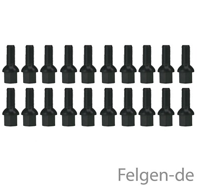 20 x Radschrauben Kugelbund M14 x 1,5 x 27 R13 Radbolzen Seat Leon Altea SCHWARZ