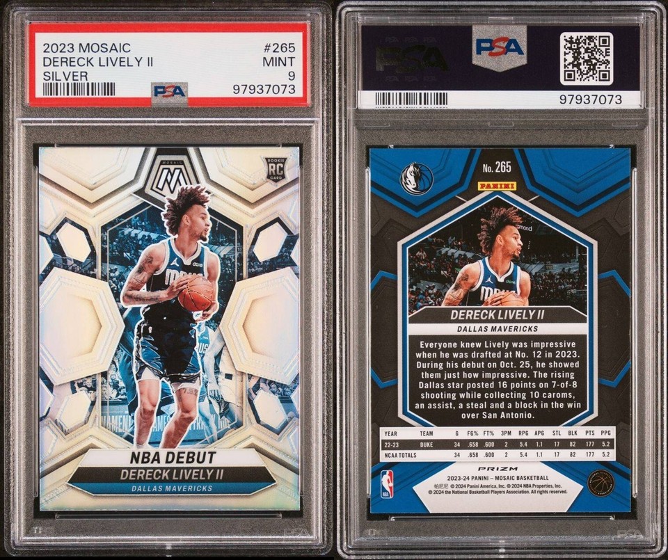 Dereck Lively II 202324 Panini Mosaic Debut Silver RC Mavericks 265