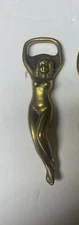 Vtg Brass Nude Lady Bottle Cap Opener Solid Brass 4 1/2” Tall Bar Decor