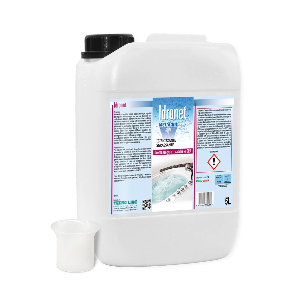IDRONET 5Lt +Dosatore Igienizzante Sanificante x IDROMASSAGGIO e SPA