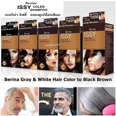 Berina Hair Color Shampoo Cover Change Grey White Hair Permanence