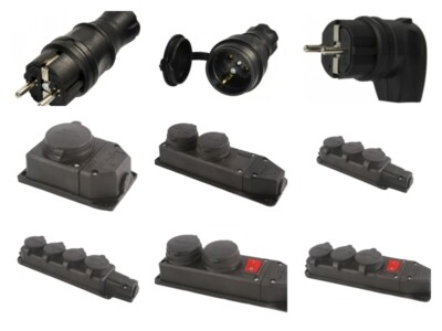 Gummi Schuko Stecker Mehrfach Steckdosen Kupplung Steckdosenleiste  2 3 4 fach
