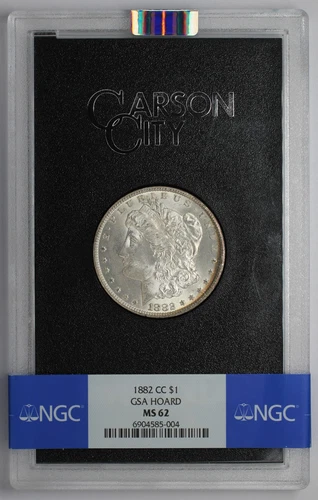 1882 CC Morgan Silver Dollar GSA Hoard NGC MS 62