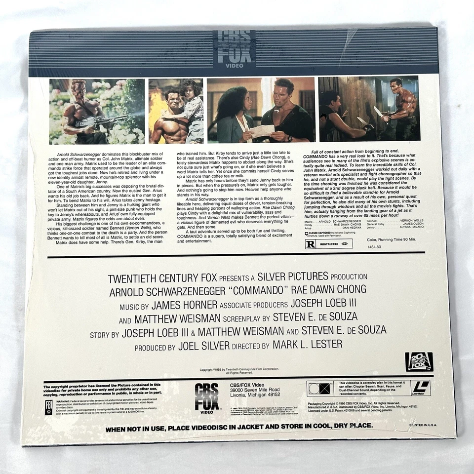 Arnold Schwarzenegger Commando Laserdisc Brand Factory Sealed 1986 - Image 2 of 4