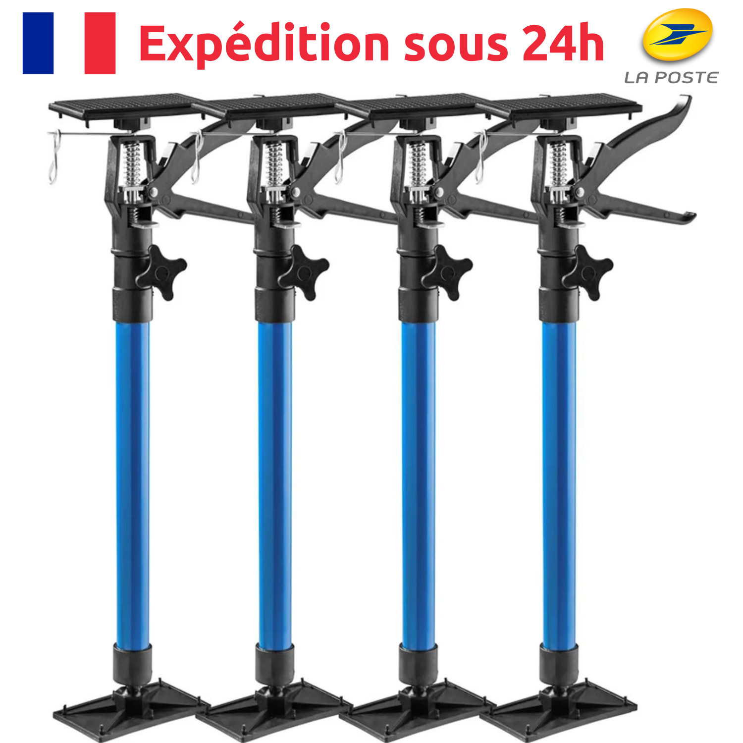 Étai de fixation télescopique à gâchette antichute charge 30 kg pour artisan