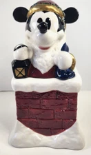 VTG RETIRED DISNEY CHINA SANTA MICKEY DOWN THE CHIMMNEY COOKIE JAR 12.5" TALL