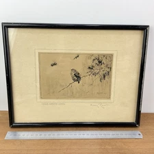 Antique Harry Rowntree Etching The Busy Bee