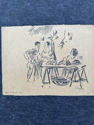 Angres Erich 1906-79 Berlin Garden Idyll Verso Unles. ref. u dat. 28.6.1944
