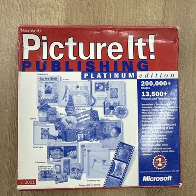 Microsoft Picture It! Publishing Platinum v. 2001 PC 7 CDs Vintage Software