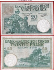 BELGIAN CONGO 20 FRANCS 15 9 1937 P 10f VF+ free shipping from 100$