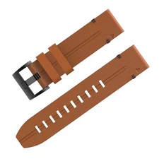 Brand New 22mm Brown Leather Watch Wristband Strap For Garmin Fenix 5 6 7