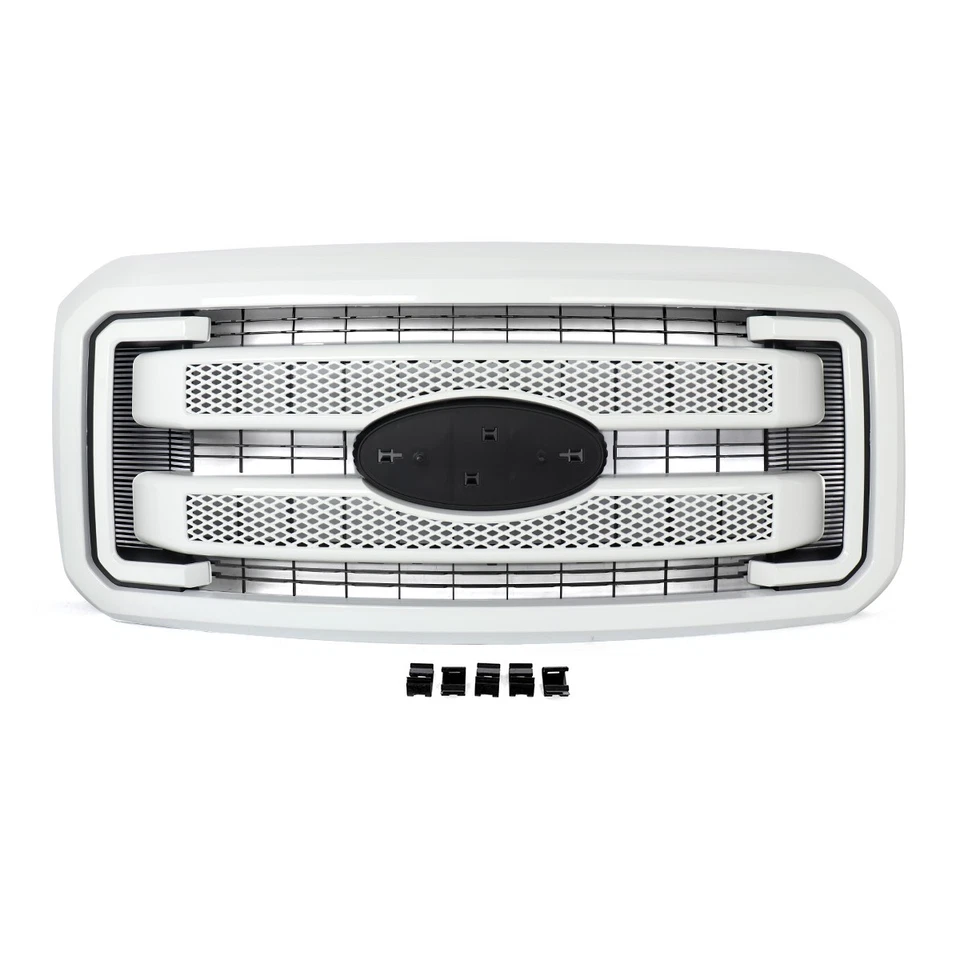 Oxford White Front Front Radiator Grille For 2011-2016 Ford F250 F350 Super Duty - Изображение 4 из 4
