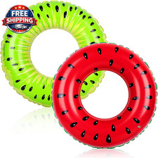 s 2 Pack Pool Floats Kids, Pool Tubes Inflatable Fruit Watermelon Kiwi Shaped