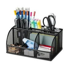 Deli Mesh Desktop Organizer Office Supplies, 7 Compartments, Black
