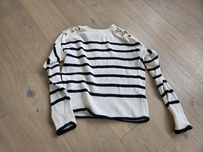 Schöner Pullover Pulli Primark Schwarz Weiß Gestreift Damen Gold Primark M 38 40