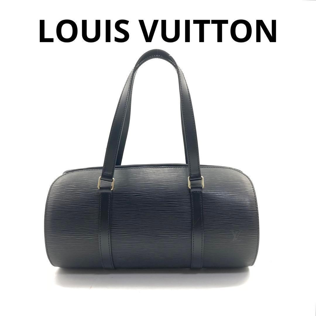 Borsa a mano LOUIS VUITTON nera Epi Soufflot Noir M52222 oro hardware usata c...