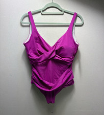 /103/ Boden Womens Pink Lined Wide Strap Mesh One Piece Swimsuit UK 18R