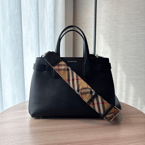 BURBERRY SMALL BANNER 2WAY handbag leather black