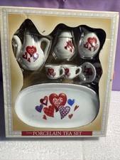 Child's Tea Set 8 Piece Porcelain Heart Decoration Greenbrier International