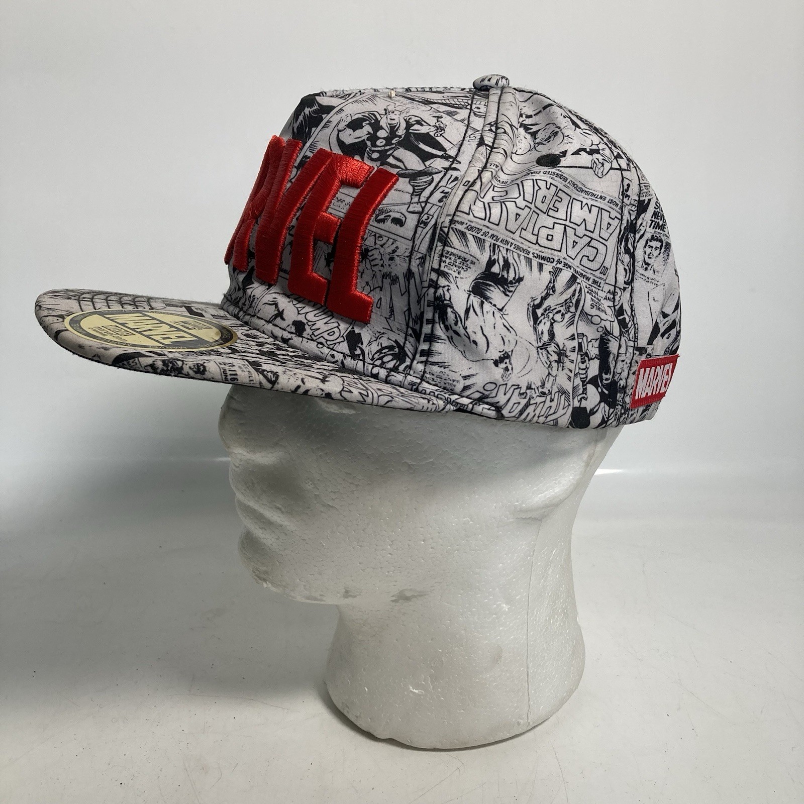 Marvel Logo & Comic Pattern Snapback Baseball Cap… - image 6