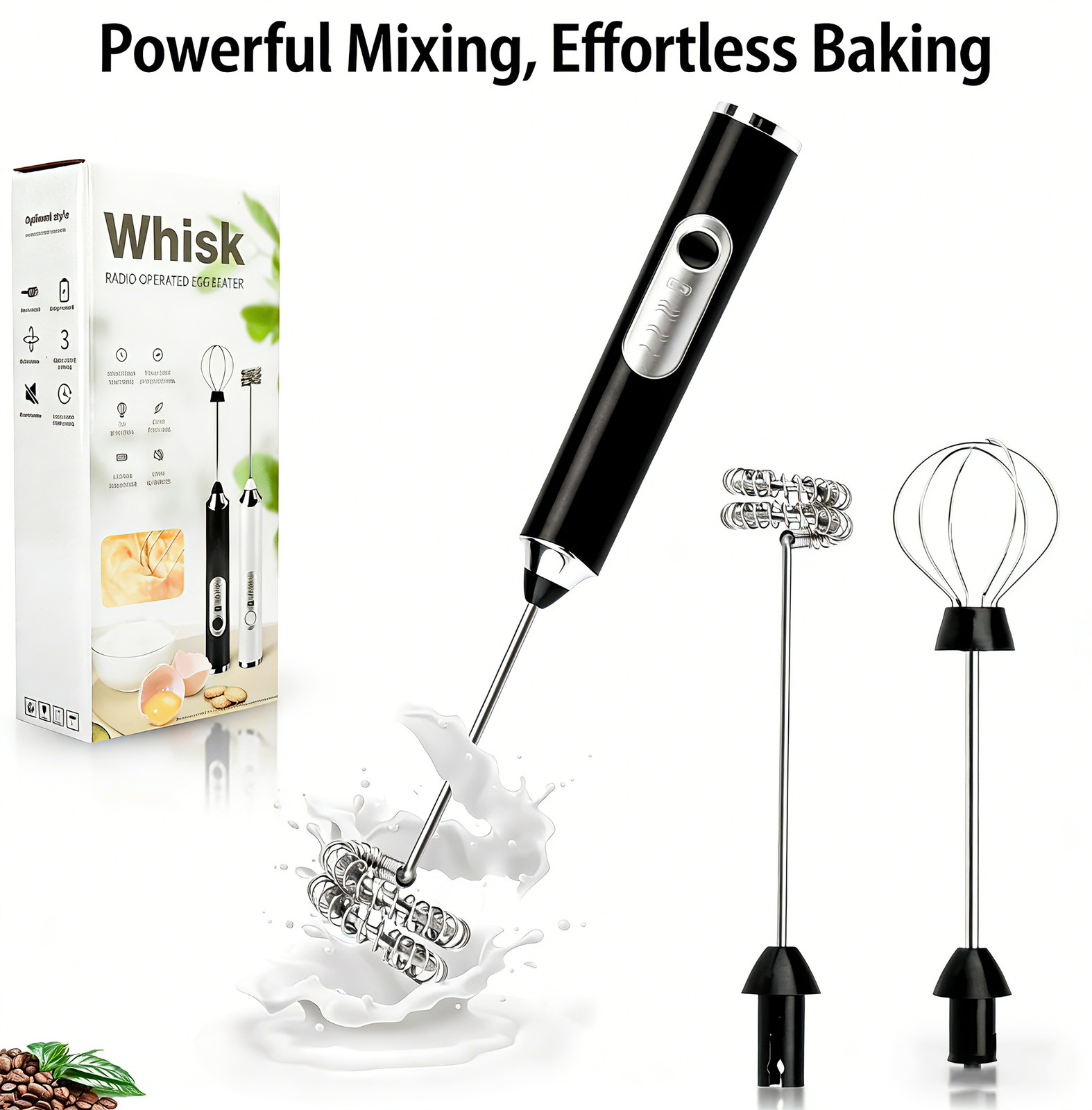 3in 1 Handheld Electric Whisk Mixer,Rechargeable 3 Speed Milk Frother Egg Beater
