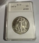 1947 D Walking Liberty Silver Half Dollar 50C BU (Blast White)