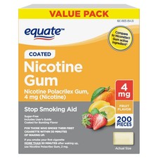NEW Equate Nicotine Gum - 4mg Fruit Flavor - 200 Pieces Sugar-Free - Exp. 02/27
