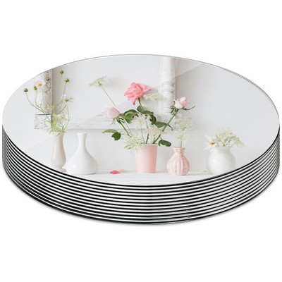 Suwimut 12er Set runde Spiegelschalen, 10 Zoll / 25 cm 10 / 25 cm, silber 