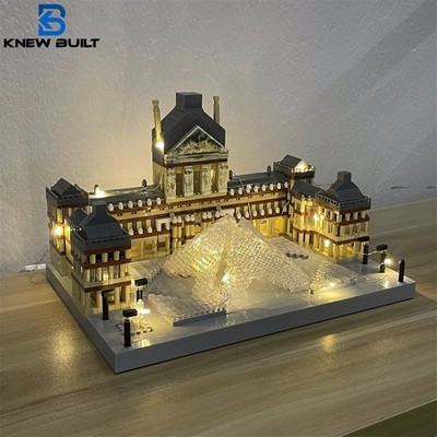 Louvre Museum Micro Mini Bausteine LED Architektur Modell Deko Spielzeug