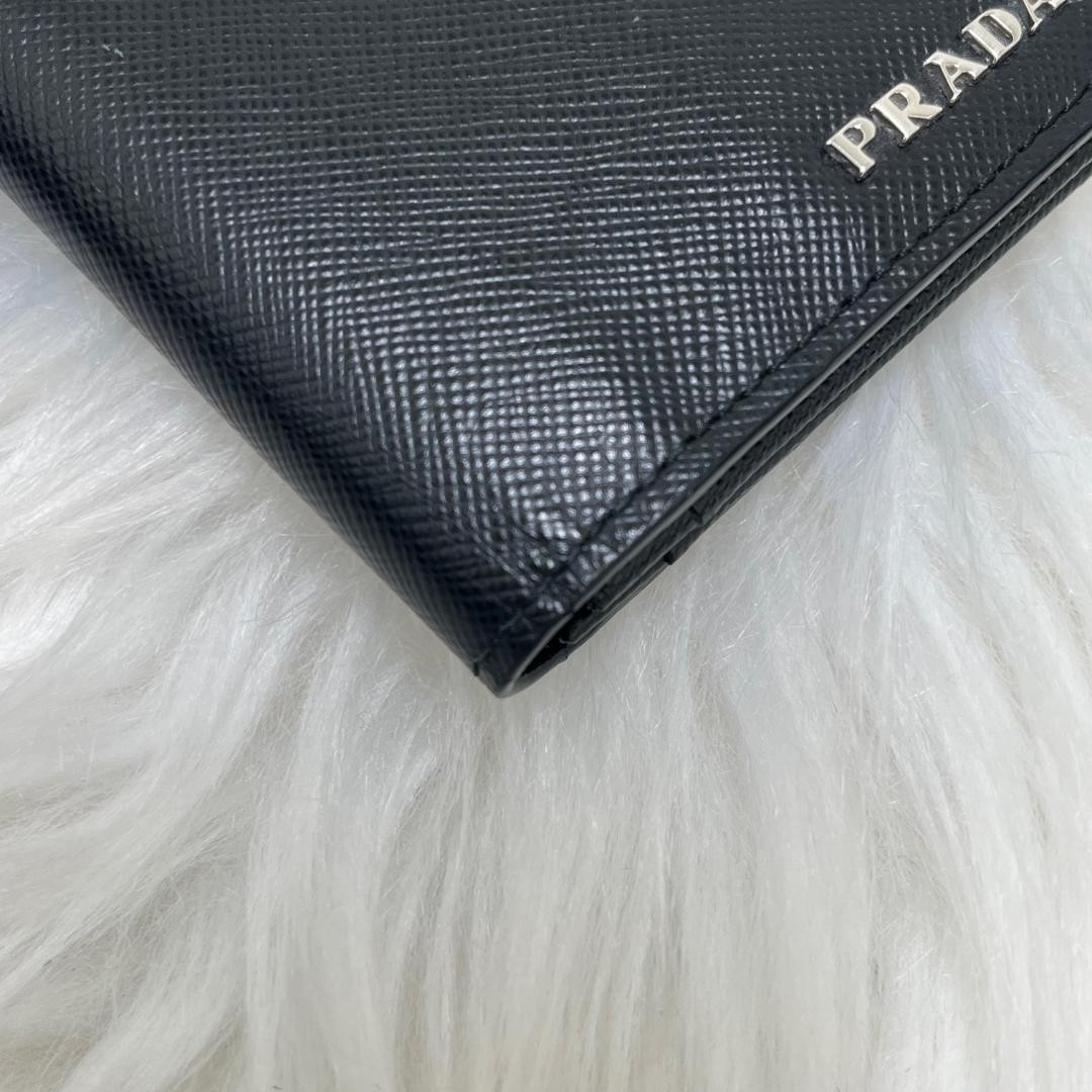 Prada Saffiano Leather Card Case Pass Case Black Leather thumbnail 10