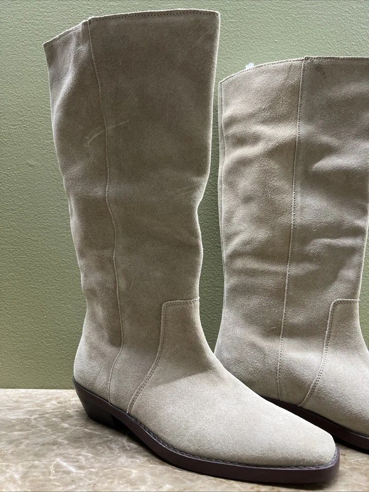 NUEVAS Botas Altas Madewell Antoine Gamuza Suave Estilo Occidental Semilla de Arce Talla 7.5 Taupe Foto 2 de 4