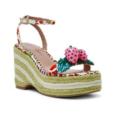 Women's Betsey Johnson Bobbie Platform Wedge Sandals White Multi