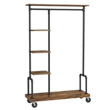 VASAGLE Clothes Rack Clothing Garment on Wheels Rolling Organizer with 5Tier