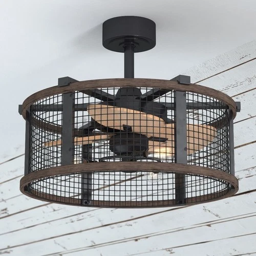 Humboldt 3-Light Ceiling Fan in Industrial and Cage Style 17 Inches Tall and 21 - Picture 8 of 8
