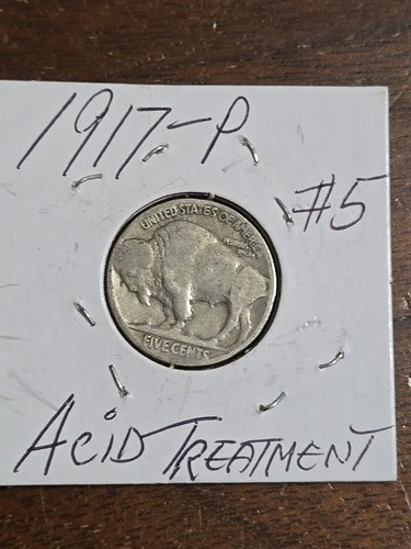 1917 P Buffalo Nickel #5 Acid Treated - Picture 4 of 6